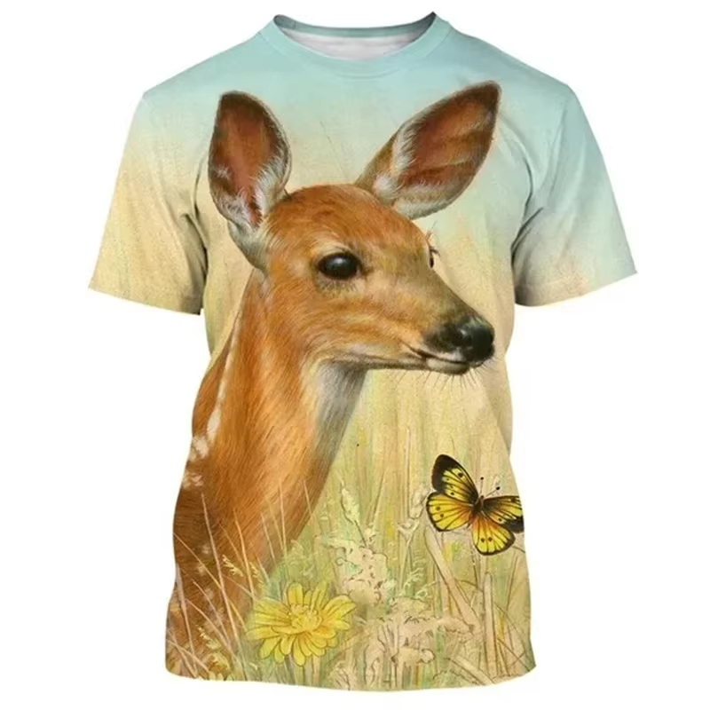 Deer 3D Printing T-shirt Funny - مراجعة Outdoor Hunting Graphic Tees وسعره