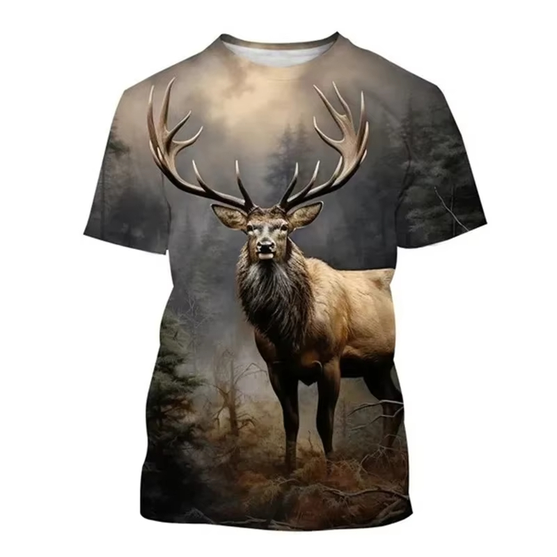 Deer 3D Printing T-shirt Funny - مراجعة Outdoor Hunting Graphic Tees وسعره