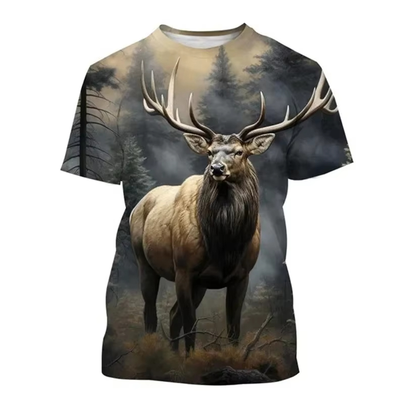 Deer 3D Printing T-shirt Funny - مراجعة Outdoor Hunting Graphic Tees وسعره