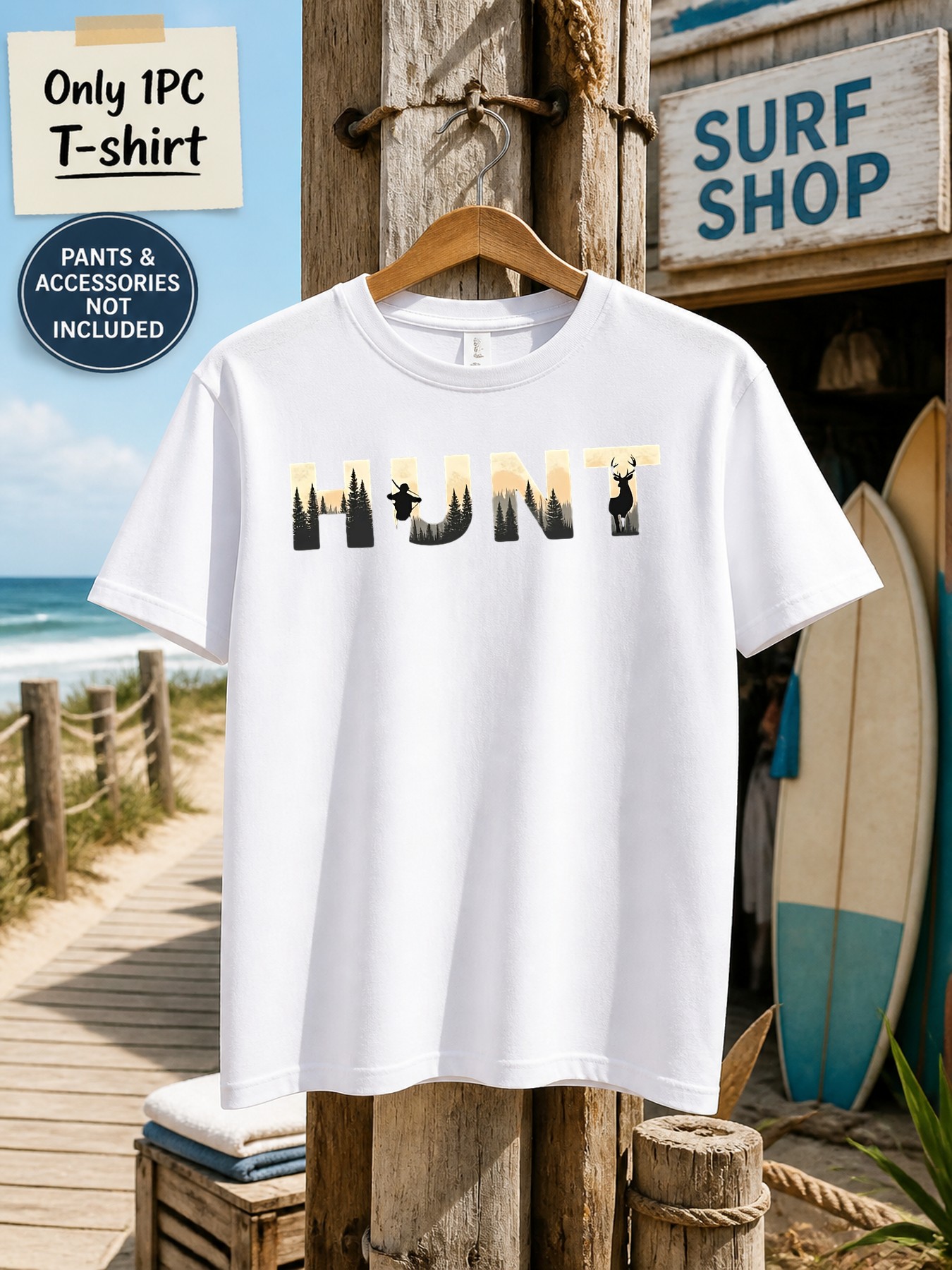 1 قطعة تي شيرت رجالي بطبعة غرا - مراجعة Outdoor Hunting Graphic Tees وسعره